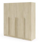 Kleiderschrank | Drehtürenschrank | 4-türig | 200 x 61 x 210 cm | Farbe: Eiche Cremona | 3 Kleiderstangen | 7 Fächer | ABS-Kanten | Edegem 01