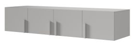 Schrankaufsatz für Kleiderschrank Edegem 01 |  200 x 61 x 40 cm | Farbe: Platingrau | 4 Türen | 3 Fächer | ABS-Kanten