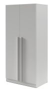 Kleiderschrank | 2-türig | ABS-Kanten | 1 Kleiderstange | 7 Fächer | 100 x 61 x 210 cm | Edegem 03 | Farbe: Platingrau | Drehtürenschrank