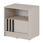 Nachtkommode mit schwarzen Lamellen Leeds 37 | 52 x 51 x 38 cm | Kaschmir | ABS-Kanten | 1 geräumiges Fach und 1 Schublade