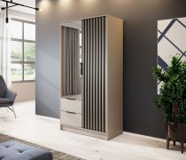 Eleganter Kleiderschrank mit Spiegel Leeds 30, in Kaschmir, 200 x 105 x 51 cm, 2 Schubladen, 2 Türen, 5 geräumige Fächer, 1 Kleiderstange