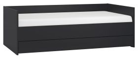 Einzelbett / Gästebett, Farbe: Schwarz - Liegefläche: 90 x 200 cm (B x L)