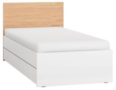 Einzelbett / Gästebett Arbolita 48, Farbe: Weiß / Eiche - Liegefläche: 90 x 200 cm (B x L)