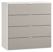 Kommode Bellaco 32, Farbe: Weiß / Grau - Abmessungen: 92 x 90 x 47 cm (H x B x T)