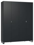 Drehtürenschrank / Kleiderschrank Chiflero 15, Farbe: Schwarz - Abmessungen: 239 x 185 x 57 cm (H x B x T)