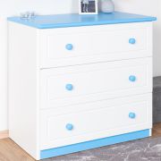 Kommode Kiefer massiv Vollholz weiß blau lackiert 006 - Abmessung 78 x 80 x 47 cm (H x B x T)