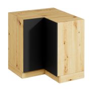 Kücheneckschrank | Push-to-Open | 2 Türen | 79,3 x 79,3 x 82 cm | grifflose Front | Matterhorn 15 | Artisan-Eiche / Grau | 2 Fächer