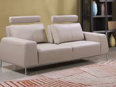 Echtleder Premium Couch Veneto, 3-Sitz Sofa, Farbe: Ecru-beige