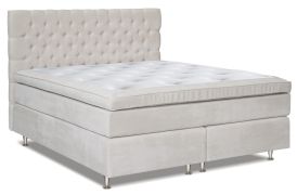Boxspringbett MINDORO, Box: Bonellfederkern, Matratze: Taschenfederkern, Top Matress: Schaumstoff - Abmessung: 210 x 200 cm - Farbe: Weiß