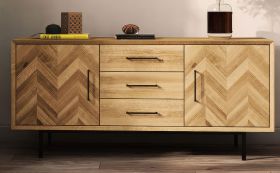 Kommode Kumeu 28 Wildeiche massiv geölt - Abmessungen: 65 x 144 x 45 cm (H x B x T)