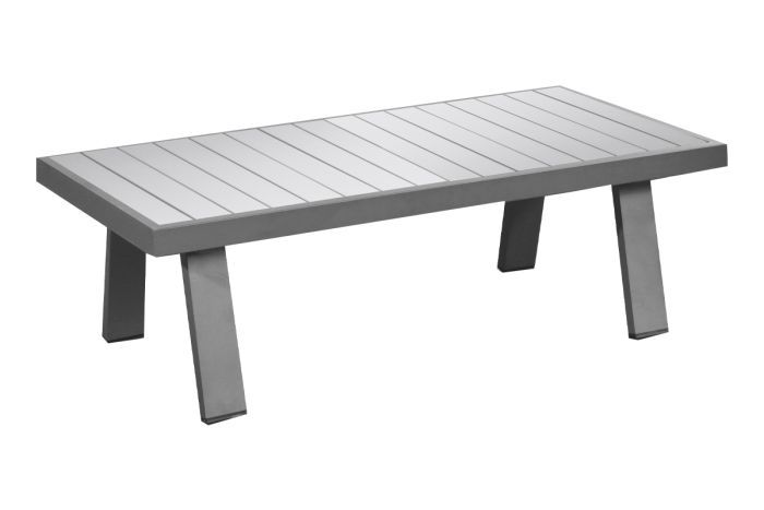Gartentisch Lissabon aus Aluminium - Farbe: graualuminium, 1210 x 600 x 390 mm, Tischplatte mit Aluminiumlatten, pflegeleicht, wetterbeständig 