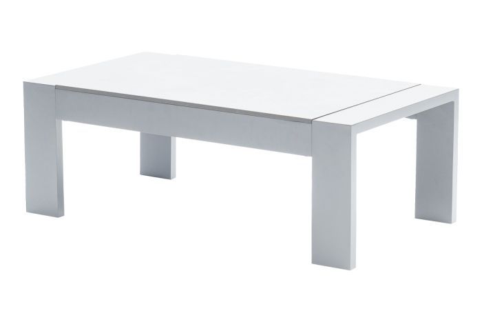 Loungetisch London aus Aluminium - Farbe: weiß, 1100 x 600 x 400 mm, hochwertige HPL-Tischplatte, geeignet für Außenbereich, Outdoorgartenmöbeln