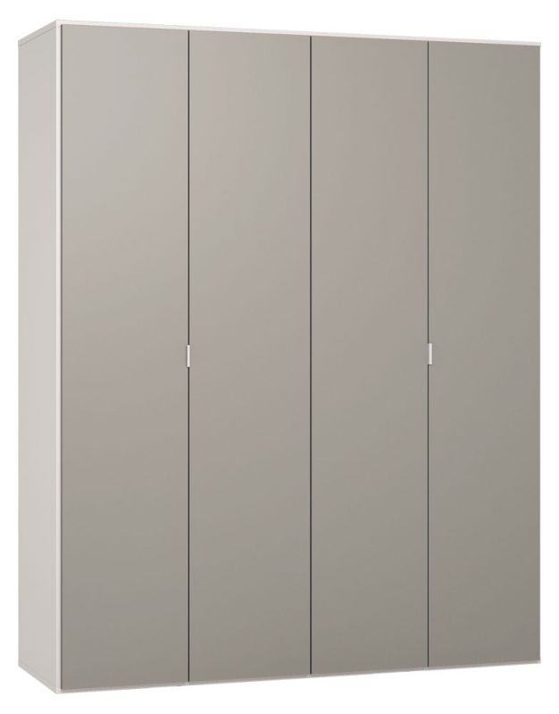 Drehtürenschrank / Kleiderschrank Bellaco 40, Farbe: Weiß / Grau - Abmessungen: 232 x 185 x 57 cm (H x B x T)