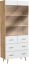 Vitrine Hohgant 11, Farbe: Eiche / Weiß - 209 x 90 x 42 cm (H x B x T)