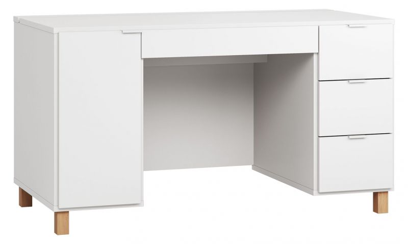 Schreibtisch Invernada 02, Farbe: Weiß - Abmessungen: 78 x 140 x 67 cm (H x B x T)