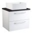 Waschtischunterschrank Barasat 65, Farbe: Weiß glänzend / Eiche Schwarz – 53 x 60 x 45 cm (H x B x T)