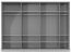 Drehtürenschrank / Kleiderschrank mit LED-Rahmen Siumu 26, Farbe: Weiß / Weiß Hochglanz - 226 x 322 x 60 cm (H x B x T)