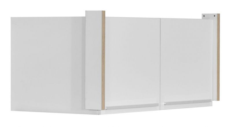 Aufsatz für Drehtürenschrank / Kleiderschrank Cerdanyola, zweitürig, Farbe: Eiche / Weiß - Abmessungen: 45 x 100 x 56 cm (H x B x T)