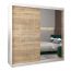 Schiebetürenschrank / Kleiderschrank mit Spiegel Tomlis 05B, Farbe: Weiß matt / Eiche Sonoma - Abmessungen: 200 x 200 x 62 cm (H x B x T)