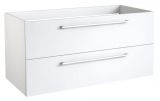 Waschtischunterschrank Pune 14 mit Siphonausschnitt, Farbe: Weiß glänzend – 50 x 99 x 38 cm (H x B x T)
