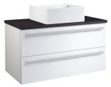 Waschtischunterschrank Bidar 73, Farbe: Weiß glänzend / Eiche Schwarz – 53 x 90 x 45 cm (H x B x T)