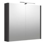 Badezimmer - Spiegelschrank Malegaon 11, Farbe: Grau matt – Abmessungen: 65 x 73 x 12 cm (H x B x T)