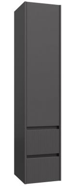 Badezimmer - Hochschrank Malegaon 39, Farbe: Grau matt – Abmessungen: 160 x 35 x 35 cm (H x B x T)