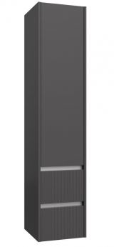 Badezimmer - Hochschrank Malegaon 40, Farbe: Grau matt – Abmessungen: 160 x 35 x 35 cm (H x B x T)