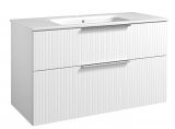 Waschtischunterschrank Bilaspur 05, Farbe: Weiß matt – Abmessungen: 62 x 101 x 46 cm (H x B x T)