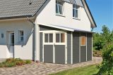 Gartenhaus / Anlehngartenhaus mit Doppelflügeltür, Farbe: Terragrau, Grundfläche: 6,22 m²