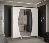 Außergewöhnlicher Kleiderschrank mit Spiegel Jotunheimen 175, Farbe: Weiß - Abmessungen: 208 x 180,5 x 62 cm (H x B x T)