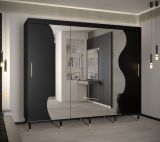 Großer Schiebetürenschrank mit Spiegel Jotunheimen 192, Farbe: Schwarz - Abmessungen: 208 x 250,5 x 62 cm (H x B x T)
