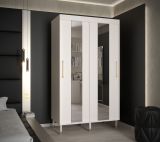 Eleganter Kleiderschrank mit zwei Spiegelstreifen Jotunheimen 195, Farbe: Weiß - Abmessungen: 208 x 120,5 x 62 cm (H x B x T)