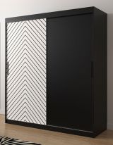 Kleiderschrank mit 10 Fächern Mulhacen 24, Farbe: Schwarz matt / Weiß matt - Abmessungen: 200 x 180 x 62 cm (H x B x T), mit genügend Stauraum