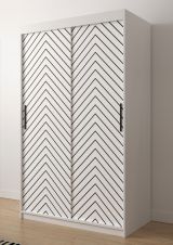 Kleiderschrank mit modernen Design Mulhacen 46, Farben: Weiß matt / Schwarz matt - Abmessungen: 200 x 120 x 62 cm (H x B x T), mit fünf Fächern
