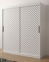 Kleiderschrank mit modernen Design Mulhacen 58, Farbe: Weiß matt / Schwarz matt - Abmessungen: 200 x 180 x 62 cm (H x B x T), mit 10 Fächern