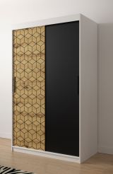 Moderner Kleiderschrank mit Musterfront Dom 09, Farbe: Eiche Artisan / Weiß matt / Schwarz matt - Abmessungen: 200 x 120 x 62 cm (H x B x T), mit fünf Fächern
