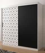 Neutraler Kleiderschrank mit eleganten Muster Dom 28, Farbe: Weiß matt / Schwarz matt - Abmessungen: 200 x 200 x 62 cm (H x B x T), mit genügend Stauraum