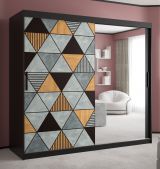 Kleiderschrank im modernen Stil Strahlhorn 17, Farbe: Schwarz matt - Abmessungen: 200 x 200 x 62 cm (H x B x T), mit einer Spiegeltür