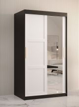 Kleiderschrank mit einer Spiegeltür Liskamm 27, Farbe: Schwarz matt / Weiß matt - Abmessungen: 200 x 100 x 62 cm (H x B x T), mit zwei Türen