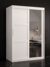 Edler Kleiderschrank mit einer Spiegeltür Liskamm 29, Farbe: Weiß matt - Abmessungen: 200 x 120 x 62 cm (H x B x T), mit fünf Fächern