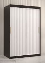 Edler Kleiderschrank Balmenhorn 55, Farbe: Schwarz matt / Weiß matt - Abmessungen: 200 x 120 x 62 cm (H x B x T), mit fünf Fächern und zwei Kleiderstangen