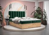 Elegantes Doppelbett mit weichen Veloursstoff Pilio 13, Farbe: Grün / Eiche Golden Craft - Liegefläche: 180 x 200 cm (B x L)