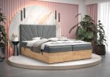 Elegantes Doppelbett mit weichen Veloursstoff Pilio 24, Farbe: Grau / Eiche Golden Craft - Liegefläche: 160 x 200 cm (B x L)