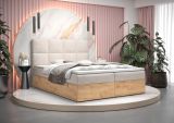 Modernes Einzelbett mit weichen Veloursstoff Pilio 46, Farbe: Beige / Eiche Golden Craft - Liegefläche: 140 x 200 cm (B x L)