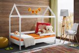 Modernes Kinderbett aus Kieferholz Avaldsnes 13, Farbe: Weiß - Abmessungen: 145 x 164 x 89 cm (H x B x T)