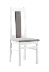Stuhl im Klassischen Stil Bachtel 07, Buchenholz Vollholz massiv, Farbe: Kiefer Weiß / Graue Polsterung - Abmessungen: 99 x 42 x 54 cm (H x B x T)
