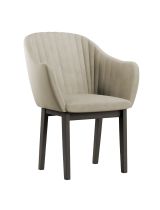 Stuhl im modernen Design Brisi 02, Buchenholz Vollholz massiv, Farbe: Schwarze Eiche / Beige Polsterung - Abmessungen: 85 x 60 x 58 cm (H x B x T)