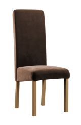 Stuhl im modernen Design Born 09, Buchenholz Vollholz massiv, Farbe: Eiche / Braune Polsterung - Abmessungen: 99 x 46 x 59 cm (H x B x T)