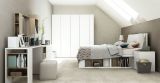 Schlafzimmer Komplett - Set C Minnea inkl. Rahmenlattenrost, 9-teilig, Farbe: Weiß / Eiche